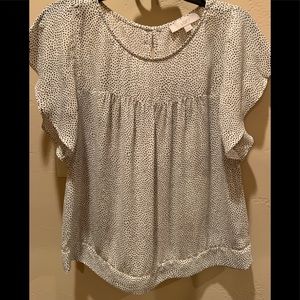 Loft | flouncy white with black specks blouse